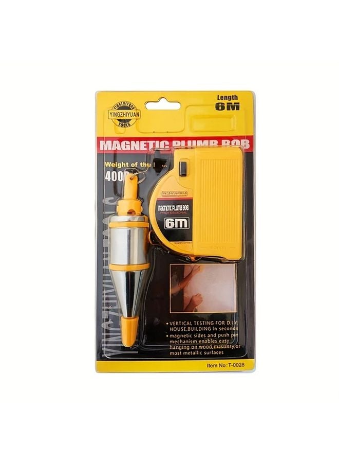 Magnetic Plumb Bob With 6 Meters 236 Inches Auto Winding Rope Heavy Duty - Image 1