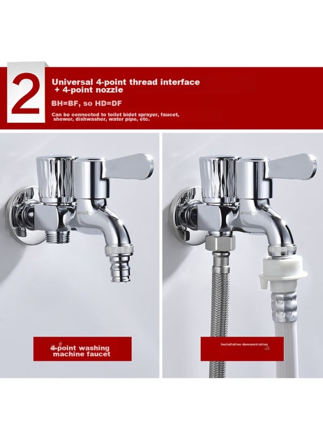 Larsd Washing Machine Faucet, One Inlet Two Outlets Double-headed Faucet, Single Cold Quick-open Spout, 4/6 Points Universal Lx412 - Image 2