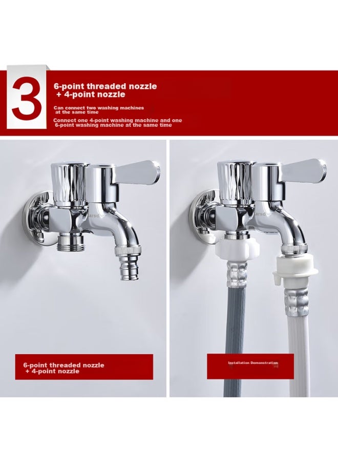 Larsd Washing Machine Faucet, One Inlet Two Outlets Double-headed Faucet, Single Cold Quick-open Spout, 4/6 Points Universal Lx412 - Image 3