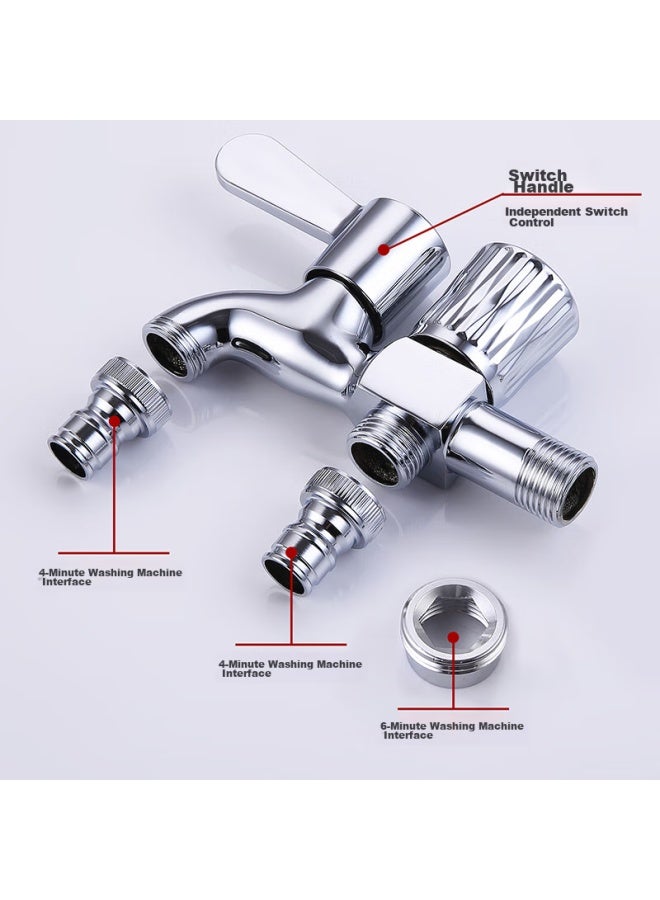 Larsd Washing Machine Faucet, One Inlet Two Outlets Double-headed Faucet, Single Cold Quick-open Spout, 4/6 Points Universal Lx412 - Image 4