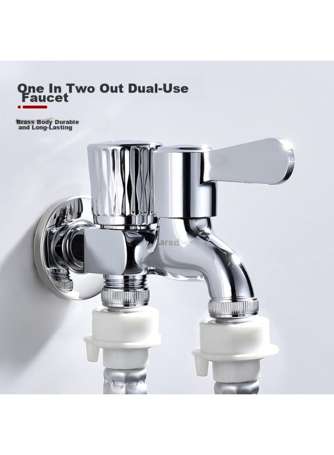 Larsd Washing Machine Faucet, One Inlet Two Outlets Double-headed Faucet, Single Cold Quick-open Spout, 4/6 Points Universal Lx412 - Image 1