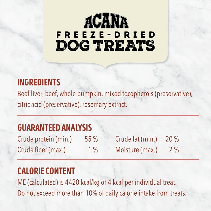 acana علاجات الكلاب المجففة بالتجميد من أكانا - لحم البقر وقرع العسل - 92 جرام - Image 5