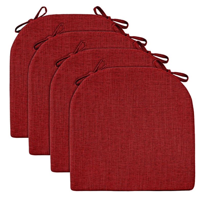 Wellsin Chair Cushions for Dining Chairs 4 Pack - Kitchen Chair Cushions with Ties and Non-Slip Backing - Dining Chair Pads 16"X16"X2", Red - Image 2