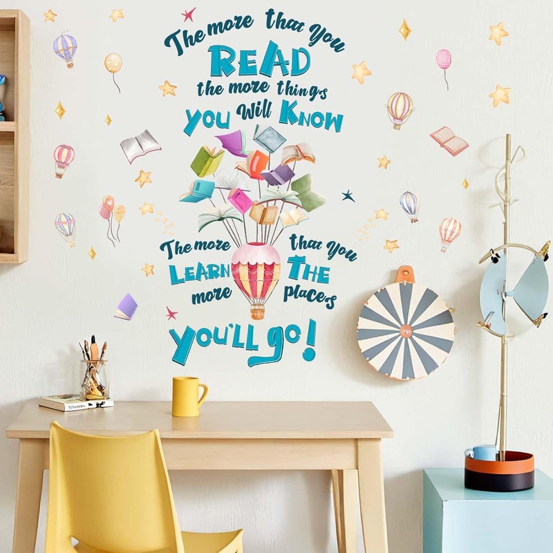 ARS Reading Book Wall Stickers for Classroom: Learning Educational Read Inspirational Quotes The More That You Read Wall Decals - Peel and Stick Nursery School Library Office Wall Decor - Image 3