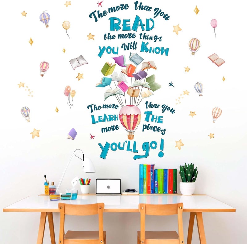 ARS Reading Book Wall Stickers for Classroom: Learning Educational Read Inspirational Quotes The More That You Read Wall Decals - Peel and Stick Nursery School Library Office Wall Decor - Image 2