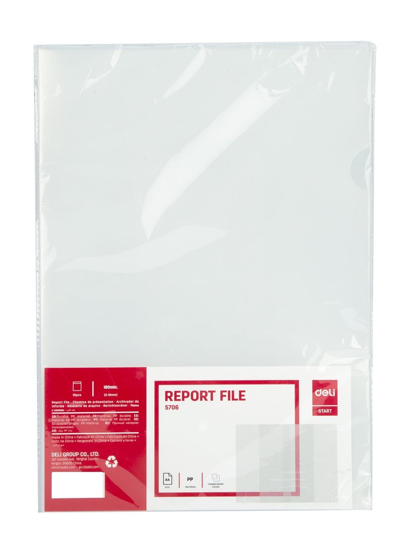 Deli 10-Piece Clear Report File A4 Size  - Image 1