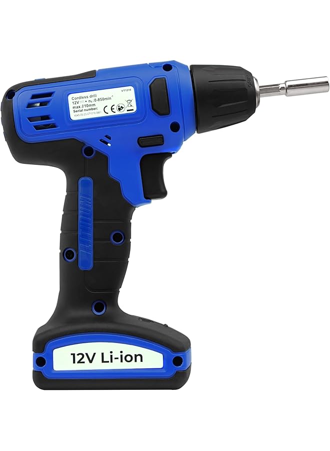 VTOOLS 12V Cordless Drill Driver With 13 Piece Bits Set 850 Rpm With Built In Lithium Ion 1.5Ah Battery 16Nm Torque 10Mm Chuck For Efficient Drilling And Fastening 2 Years Vt1216 - Image 4