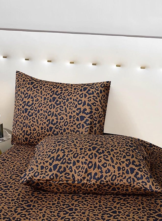 mixinni 100% Soft Microfiber Leopard Pattern Fitted Sheet Bed Sheet 15" Deep Pocket Full Size-1 Fitted Sheet - Image 5
