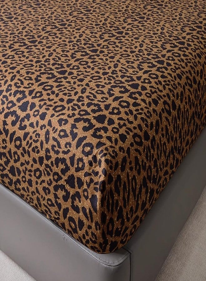 mixinni 100% Soft Microfiber Leopard Pattern Fitted Sheet Bed Sheet 15" Deep Pocket Full Size-1 Fitted Sheet - Image 3