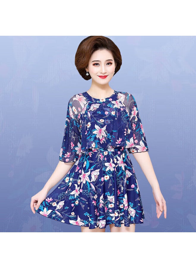 Skin-friendly Yifu Mom's Swimsuit, Middle-aged And Elderly Style For Women, Conservative Plus Size, Hot Spring Slimming, Tummy-covering, Two-piece Skirt-style Boyshort Swimwear - Image 2