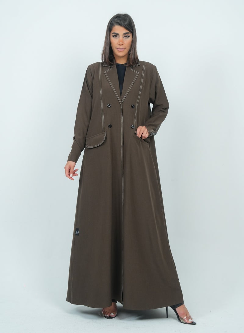 روزيت عباية بليزر بتصميم أزرار وأكمام طويلة - Image 1