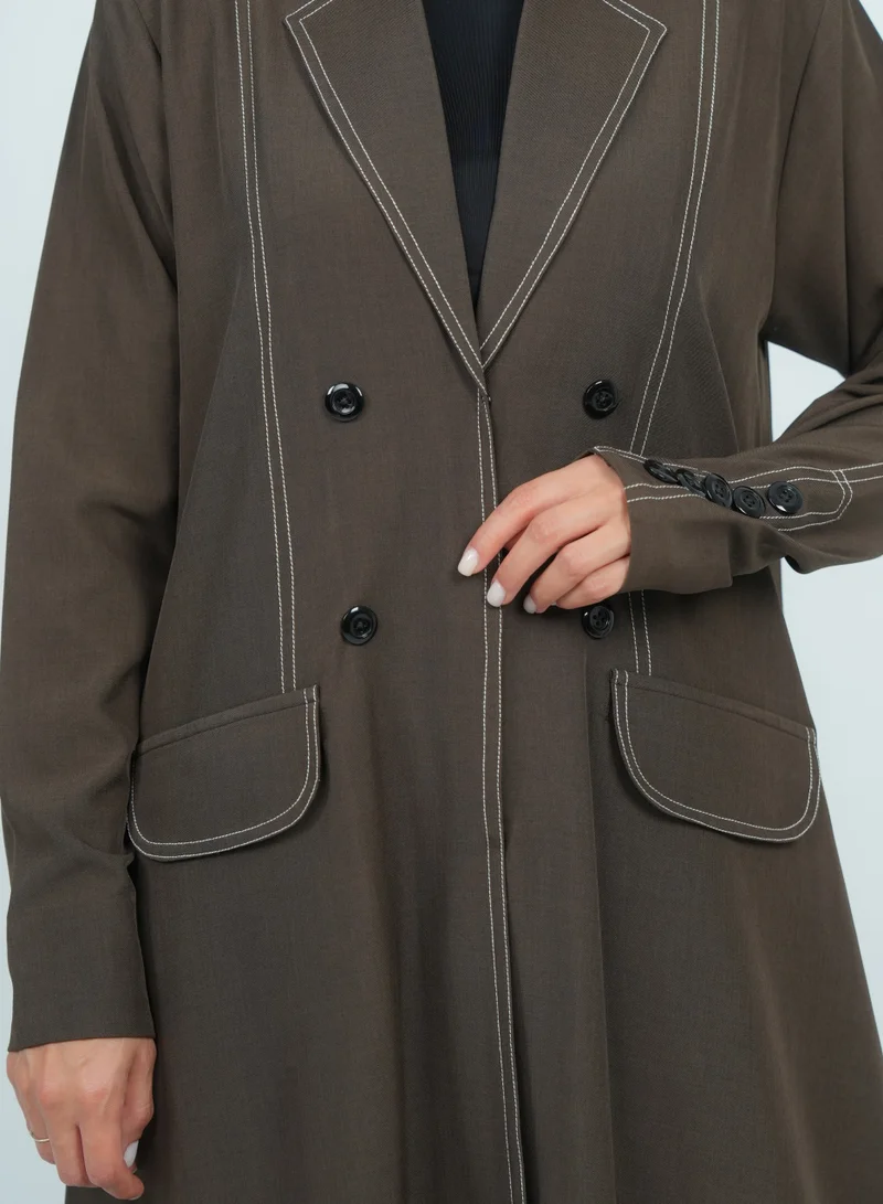 Rosette Abaya Blazer with Button Design long sleeves