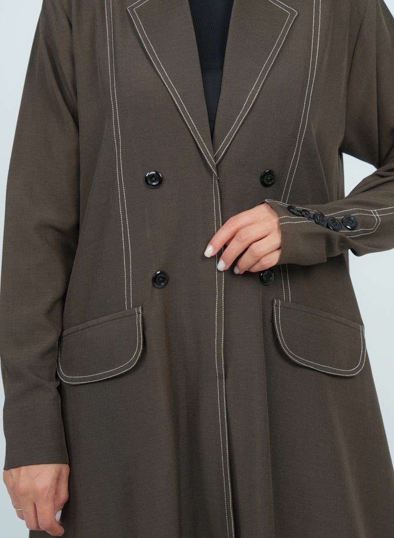 روزيت عباية بليزر بتصميم أزرار وأكمام طويلة - Image 2