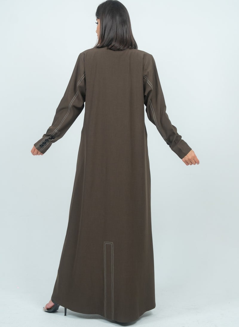 روزيت عباية بليزر بتصميم أزرار وأكمام طويلة - Image 3