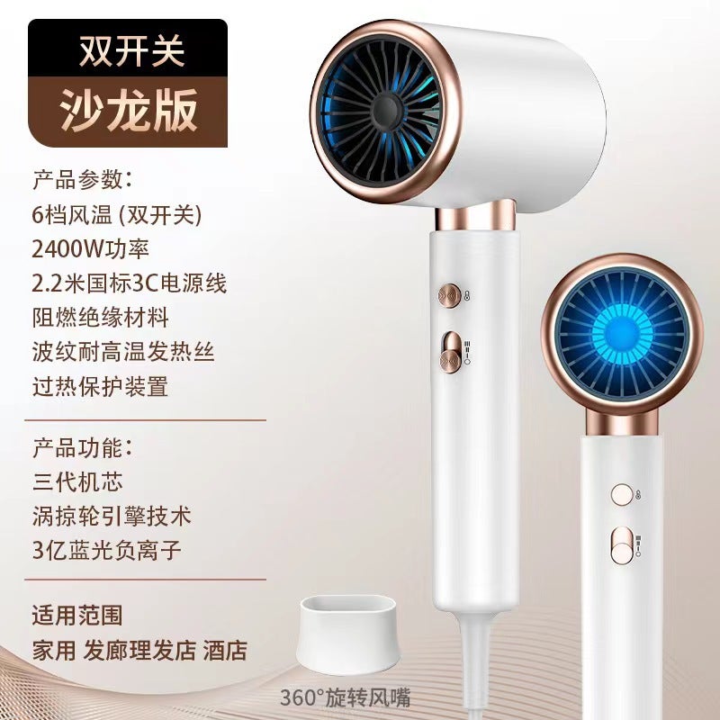 general New High-speed Hair Dryer Stainless Steel Home Use Constant Temperature Large Power Blue Light Ion Hairdressing Blow Dryer European standard/British Standard/American Standard/Japanese standard (con