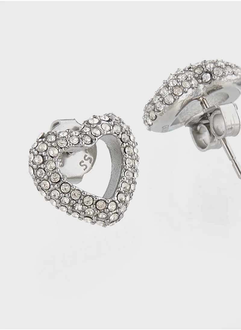 جس Jube05028Jwrht/U 13Mm Pave Heart Shape Studs