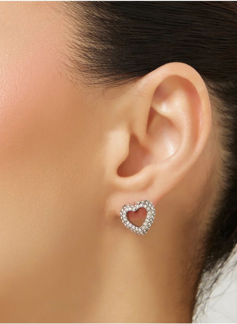 GUESS Jube05028Jwrht/U 13Mm Pave Heart Shape Studs