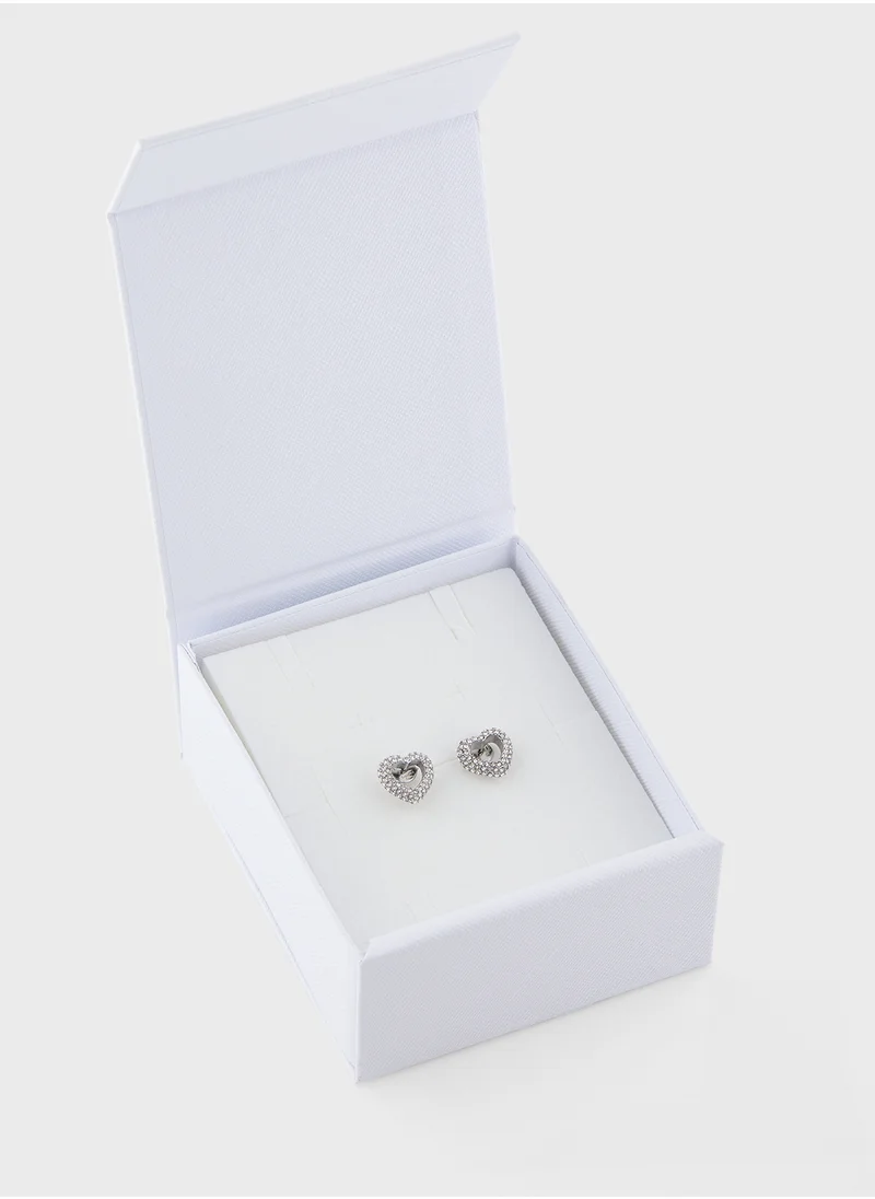 GUESS Jube05028Jwrht/U 13Mm Pave Heart Shape Studs