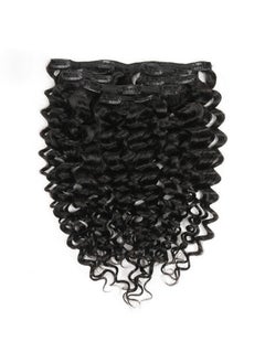 Curly Clip In Human Hair Extensions Jerry Curly 3B 3C Real Hair Clip In Extensions For Black Women Natural Black Color 100% Brazilian African American Hair Extension (18 Inch, Jerry Curly #1B)