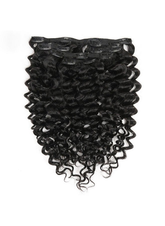 Lacer - Curly Clip In Human Hair Extensions Jerry Curly 3B 3C Real Hair Clip In Extensions For Black Women Natural Black Color 100% Brazilian African American Hair Extension (18 Inch, Jerry Curly #1B) - Image 1