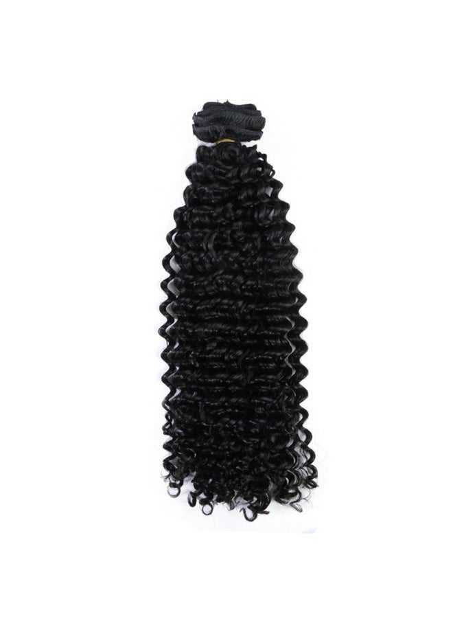 Lacer - Curly Clip In Human Hair Extensions Jerry Curly 3B 3C Real Hair Clip In Extensions For Black Women Natural Black Color 100% Brazilian African American Hair Extension (18 Inch, Jerry Curly #1B) - Image 1
