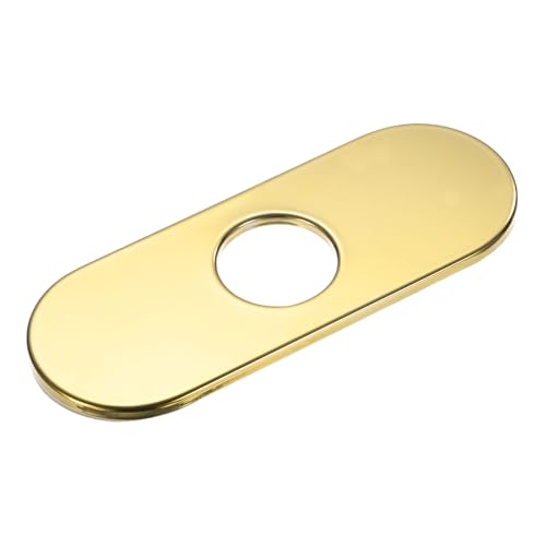 M METERXITY Faucet Deck Plate, 6 Inch 304 Stainless Steel Oval Hole Cover Escutcheon Deck Plate for Bathroom/Kitchen Sink [Bright Gold] - Image 1