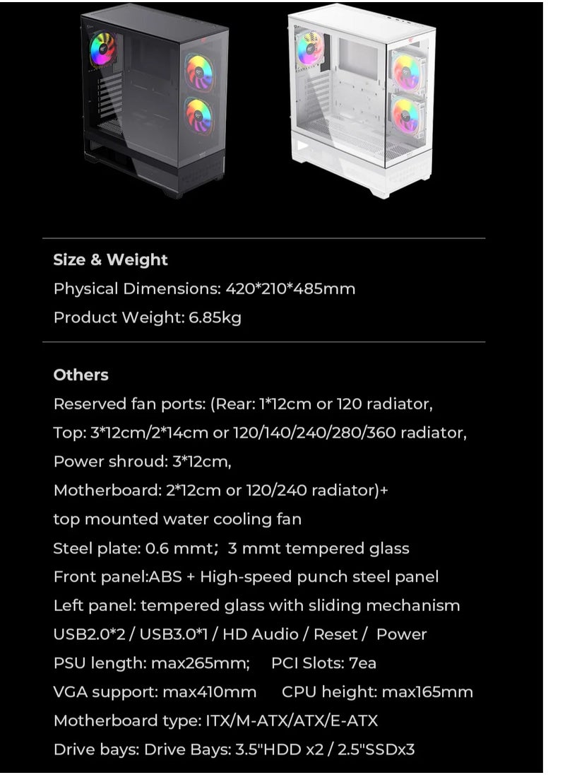 havit Gaming Chassis ATX Motherboard  Supports ATX/M-ATX/Mini ITX  model CF925  - Image 4
