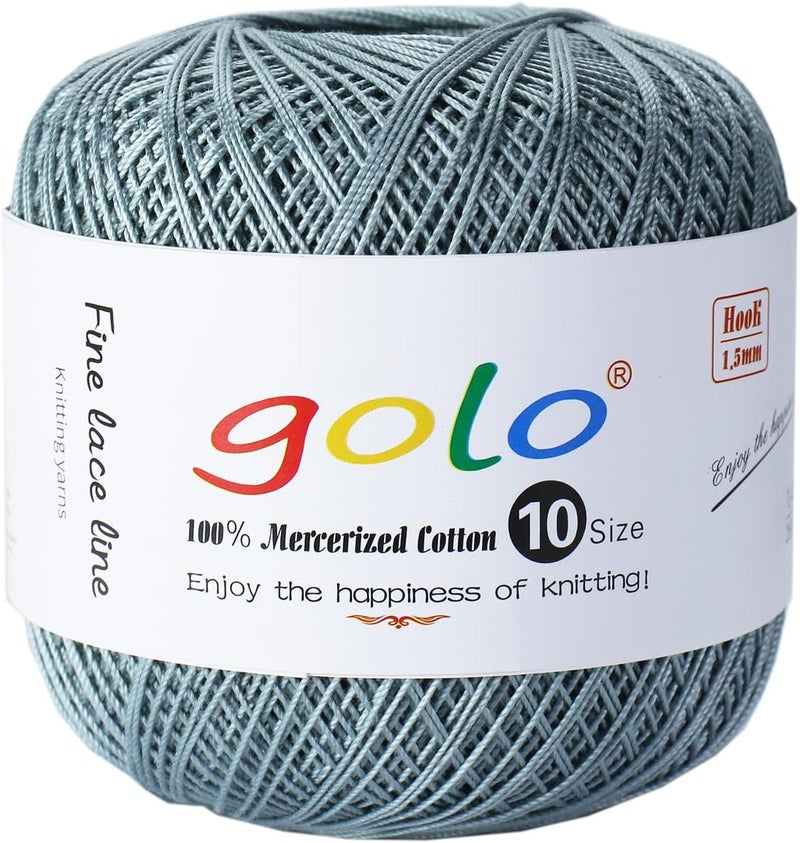 Golo Cotton Crochet Thread Balls Size 10 Cotton Knitting Thread Yarn for Crochet Grayish Green 616 - Image 1