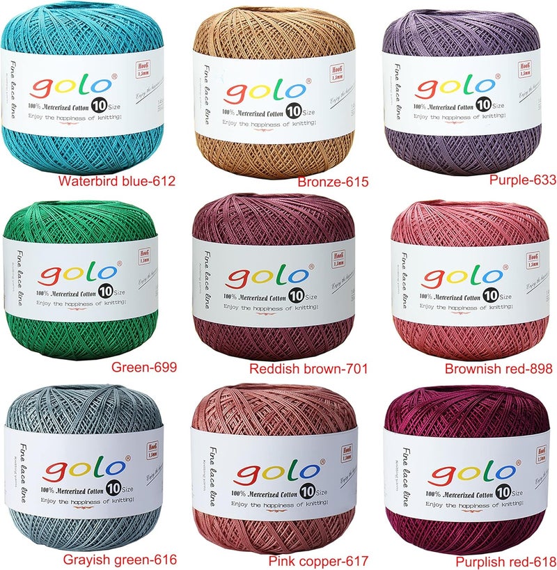 Golo Cotton Crochet Thread Balls Size 10 Cotton Knitting Thread Yarn for Crochet Grayish Green 616 - Image 2