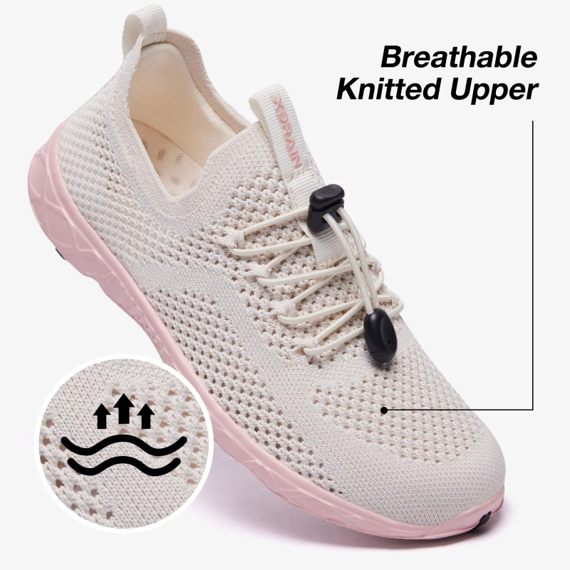 KOLILI Women's Lightweight Water Shoes for Swimming, Quick Drying Water Aerobics Shoe, Arch Support Aqua Shoes for Surfing, Woman Slip on Walking Sneaker for Outdoor Apricot Pink 9 - Image 2