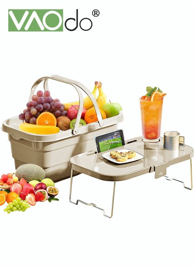 VAOdo - Multifunctional With Portable Picnic Basket Outdoor Picnic Large Capacity Foldable Storage Basket With Table Portable Storage Basket - Image 1