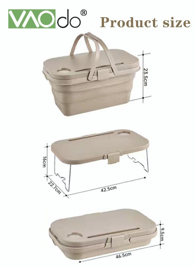 VAOdo - Multifunctional With Portable Picnic Basket Outdoor Picnic Large Capacity Foldable Storage Basket With Table Portable Storage Basket - Image 1