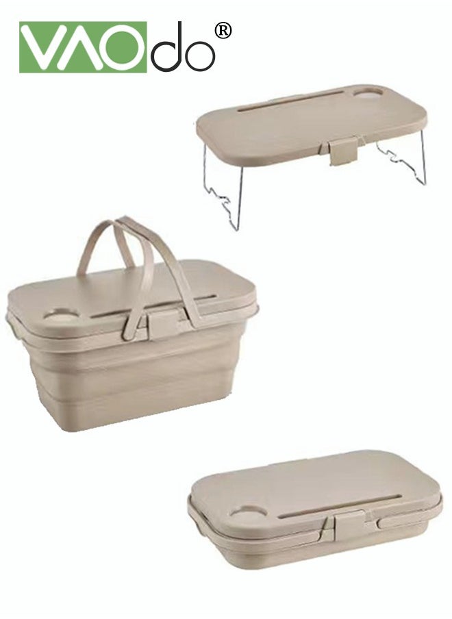 VAOdo - Multifunctional With Portable Picnic Basket Outdoor Picnic Large Capacity Foldable Storage Basket With Table Portable Storage Basket - Image 1