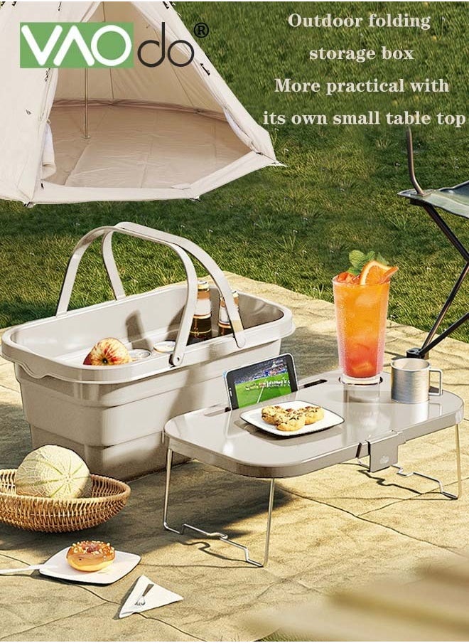 VAOdo - Multifunctional With Portable Picnic Basket Outdoor Picnic Large Capacity Foldable Storage Basket With Table Portable Storage Basket - Image 1