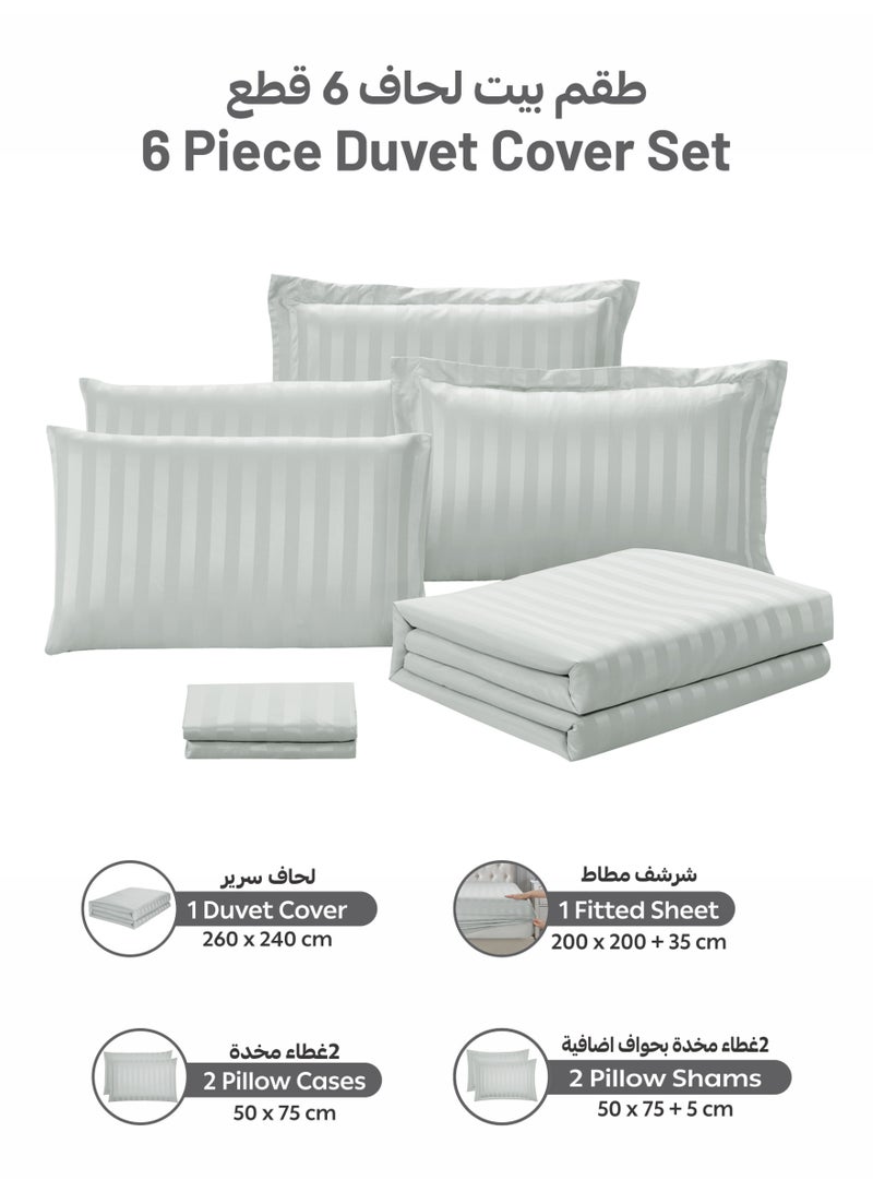 Donetella Striped Duvet Cover Set King Size 260x240 cm - 6-Pcs Bed Set, Microfiber Fabric - 1 Duvet Cover, 1 Fitted Sheet, 2 Pillow Sham, 2 Pillowcase (Filler Not Included) - Image 4