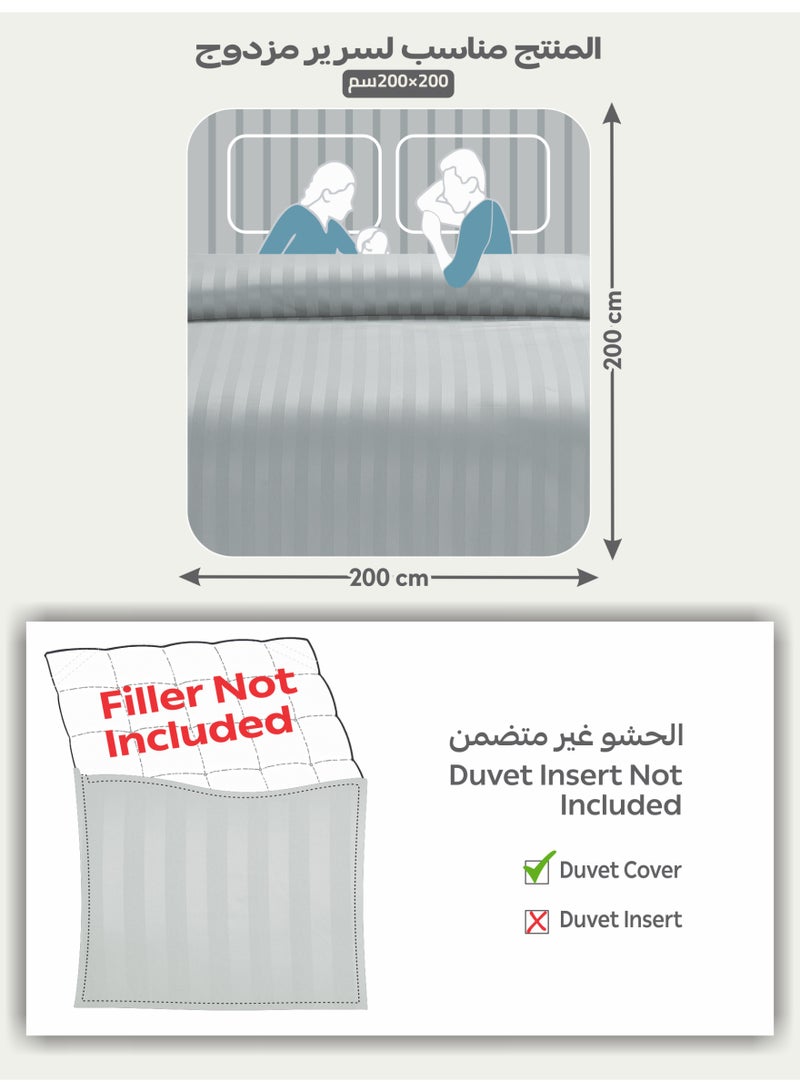 Donetella Striped Duvet Cover Set King Size 260x240 cm - 6-Pcs Bed Set, Microfiber Fabric - 1 Duvet Cover, 1 Fitted Sheet, 2 Pillow Sham, 2 Pillowcase (Filler Not Included) - Image 3