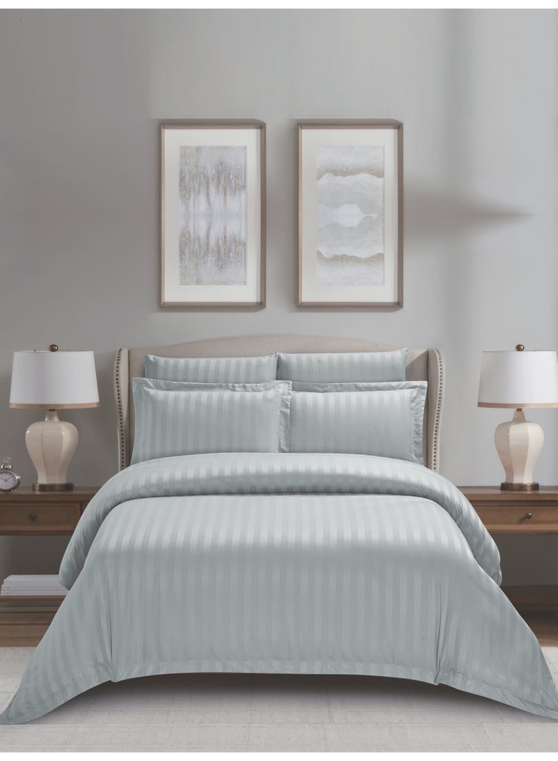 Donetella Striped Duvet Cover Set King Size 260x240 cm - 6-Pcs Bed Set, Microfiber Fabric - 1 Duvet Cover, 1 Fitted Sheet, 2 Pillow Sham, 2 Pillowcase (Filler Not Included) - Image 1