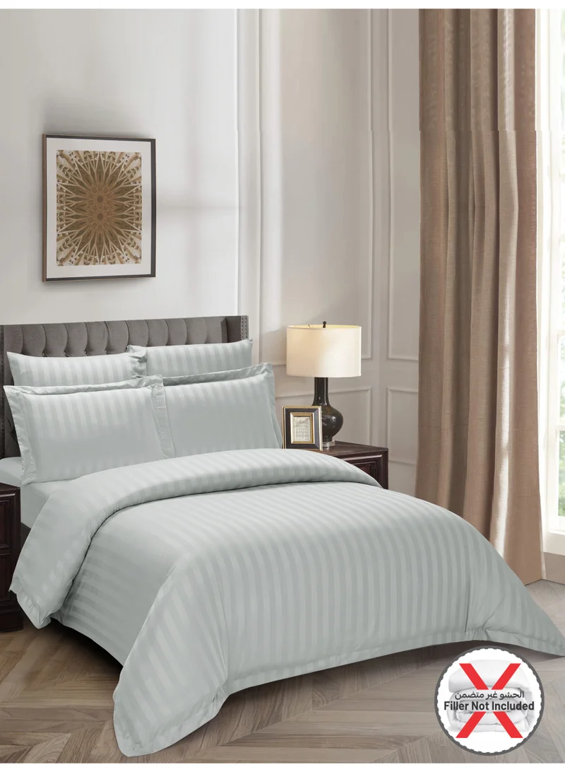 Donetella Striped Duvet Cover Set King Size 260x240 cm - 6-Pcs Bed Set, Microfiber Fabric - 1 Duvet Cover, 1 Fitted Sheet, 2 Pillow Sham, 2 Pillowcase (Filler Not Included)