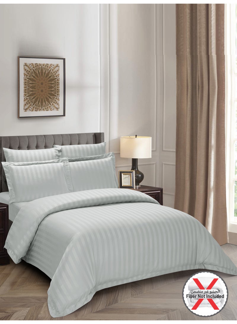 Donetella Striped Duvet Cover Set King Size 260x240 cm - 6-Pcs Bed Set, Microfiber Fabric - 1 Duvet Cover, 1 Fitted Sheet, 2 Pillow Sham, 2 Pillowcase (Filler Not Included) - Image 2