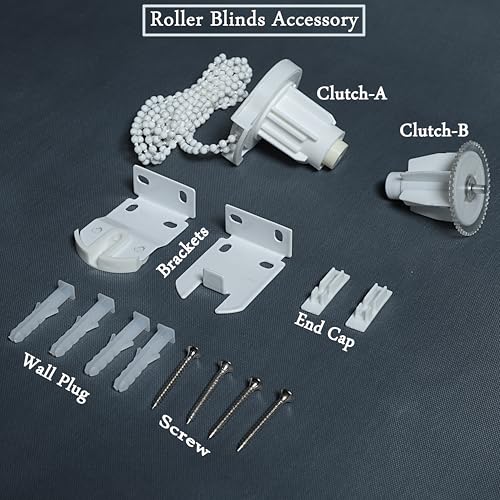 GREEN DECOR - Roller Shade Accessory Set, Roller Blinds Connector 2 Clutch for 38 mm Tube Fitting Parts Repair Kit Complete with 2 Brackets, Corded Chain, End Cap, Screw and Wall Plug - Image 2
