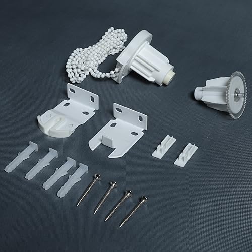 GREEN DECOR - Roller Shade Accessory Set, Roller Blinds Connector 2 Clutch for 38 mm Tube Fitting Parts Repair Kit Complete with 2 Brackets, Corded Chain, End Cap, Screw and Wall Plug - Image 1