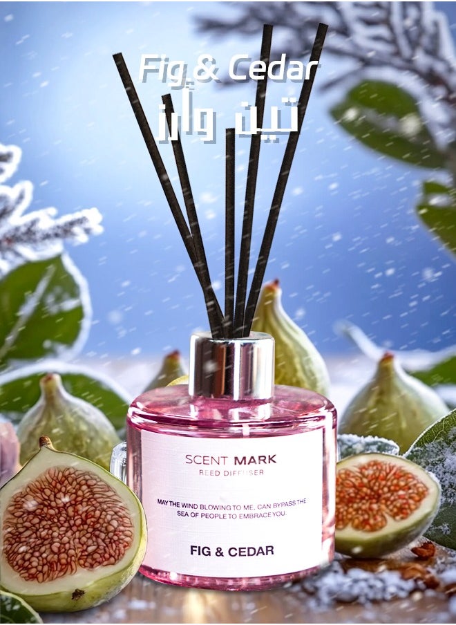 Litus - Home Perfume Reed Diffuser,Fig & Cedar(Warmth of Wood and Fruits) Fragrance,5 Rattan Reeds,50ml - Image 1