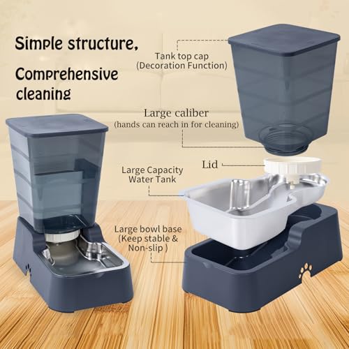 Meikuler Automatic Dog Cat Water Dispenser Large Capacity 5Lfor Cats and Medium and LargeSized Dogs with Stainless Steel Bowl Black 5L - Image 3