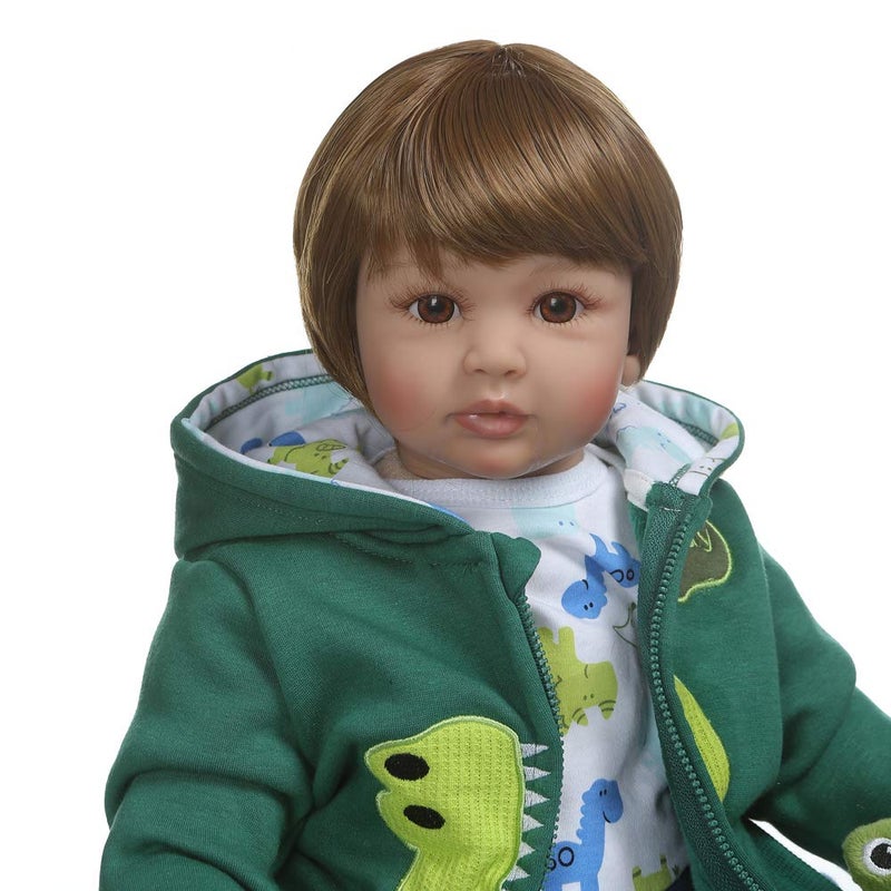 iCradle Realistic Looking 24inch 60cm Reborn Toddler Fridolin Soft Silicone Bebe Doll Reborn Princess Long Hair Doll Toy for Ages 3+ (Boy) - Image 3
