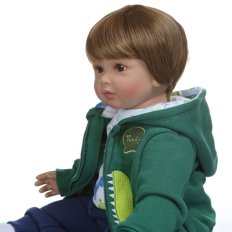 iCradle Realistic Looking 24inch 60cm Reborn Toddler Fridolin Soft Silicone Bebe Doll Reborn Princess Long Hair Doll Toy for Ages 3+ (Boy) - Image 4