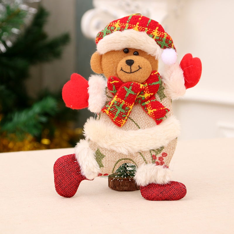New Christmas Santa Ornaments Tree Decor Fabric Gifts Dancing bear "18*12cm" 12 grams 
