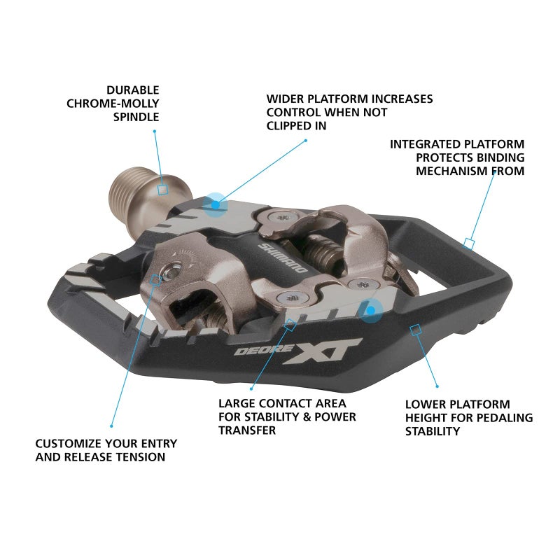 SHIMANO DEORE XT PD-M8120 SPD Pedal, Without Reflector, Includes Cleat, Black, One Size - Image 2