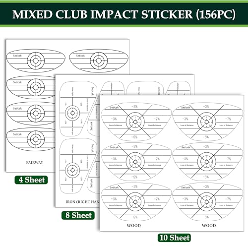 Seticek Golf Impact Tape Labels,High-Resolution Strike Stickers for Wood,Iron & Fairway Clubs,Self-Teaching Sweet Spot and Consistency Analysis,Useful Training Aid Improve Ball Striking(156pc) - Image 2
