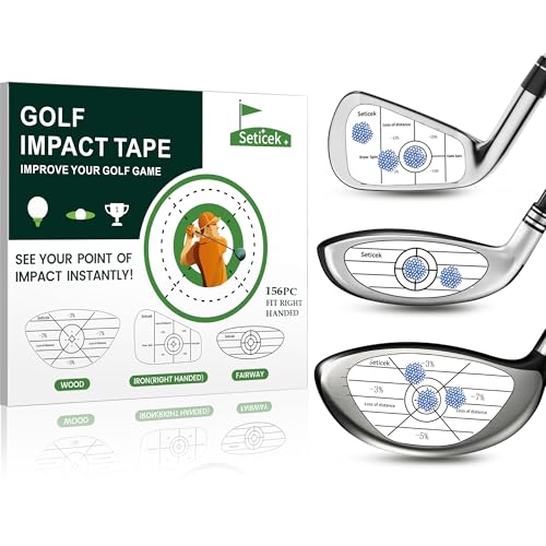 Seticek Golf Impact Tape Labels,High-Resolution Strike Stickers for Wood,Iron & Fairway Clubs,Self-Teaching Sweet Spot and Consistency Analysis,Useful Training Aid Improve Ball Striking(156pc) - Image 1