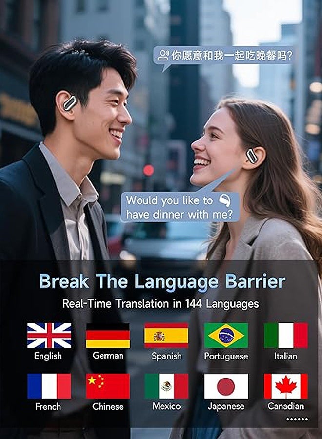 Gecomo Real Time AI Language Translator Earbuds, 4-in-1 Smart Mode Touch Screen Real-Time Earphones with 144 Languages, Bluetooth 5.4  Enabled Translator Device for Travel and Business iOS & Android (Black) - Image 5